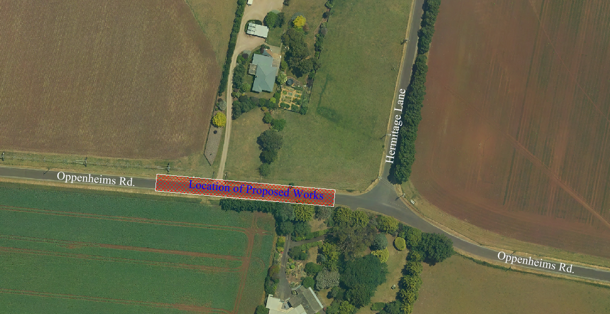 Depicts an image of the Oppenheims Road closure on 13th of July onwards.