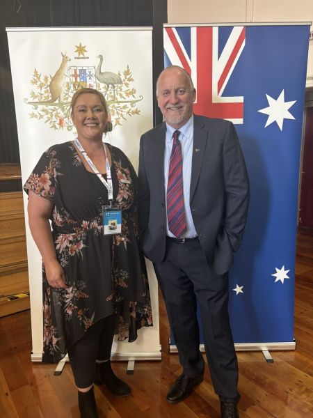 A photo of Janelle Kava and the Mayor Peter Freshney
