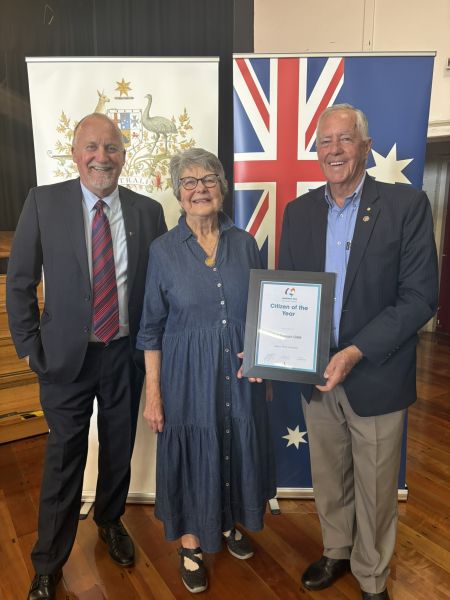 A photo of Mayor Peter Freshney with Judy and Rodney Bramich
